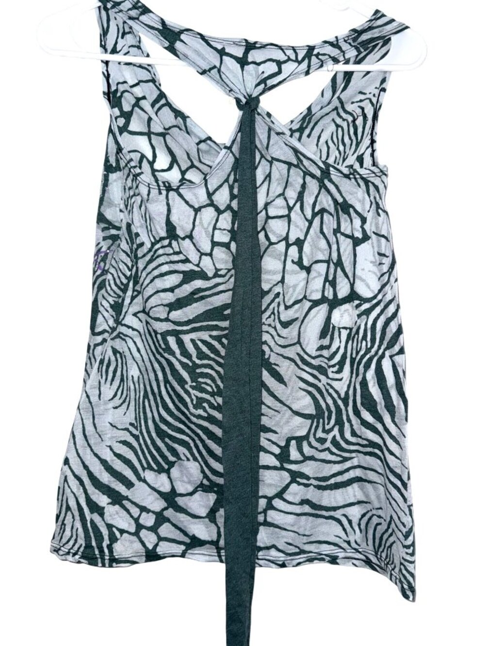 Lovecappella Zebra Print Sleeveless Top With Purple Accents XS - Picture 3 of 6